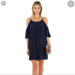 French Connection Navy Cold Shoulder Dress